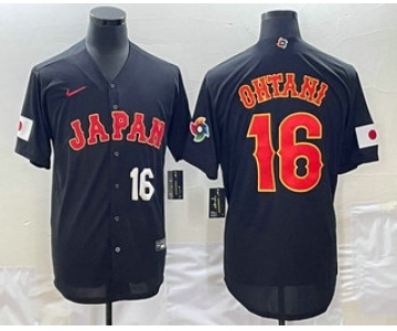 Men's Japan Baseball #16 Shohei Ohtani Number 2023 Black World Classic Stitched Jerseys