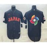 Men's Japan Baseball 2023 Black World Big Logo With Patch Classic Stitched Jersey