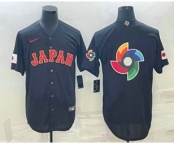 Men's Japan Baseball 2023 Black World Big Logo With Patch Classic Stitched Jersey