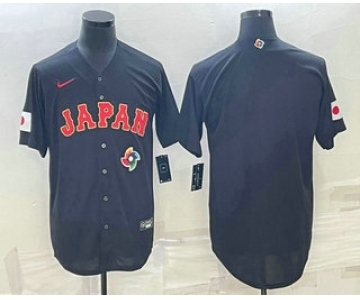 Men's Japan Baseball Blank 2023 Black World Classic Stitched Jersey