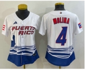 Women's Puerto Rico Baseball #4 Yadier Molina 2023 Red World Classic Stitched Jerseys