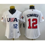 Womens USA Baseball #12 Kyle Schwarber Number 2023 White World Classic Stitched Jersey