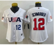 Women's USA Baseball #12 Kyle Schwarber Number 2023 White World Classic Stitched Jersey