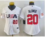 Women's USA Baseball #20 Pete Alonso Number 2023 White World Classic Stitched Jersey