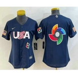 Women's USA Baseball 2023 Navy Big Logo With Patch World Classic Stitched Jersey