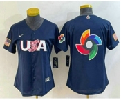 Women's USA Baseball 2023 Navy Big Logo With Patch World Classic Stitched Jerseys