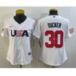 Women's USA Baseball #30 Kyle Tucker 2023 White World Classic Stitched Jersey