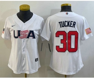 Women's USA Baseball #30 Kyle Tucker 2023 White World Classic Stitched Jersey