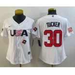 Women's USA Baseball #30 Kyle Tucker 2023 White World Classic Stitched Jerseys