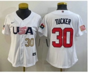 Women's USA Baseball #30 Kyle Tucker Number 2023 White World Classic Stitched Jersey