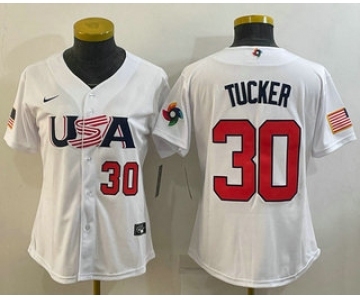 Women's USA Baseball #30 Kyle Tucker Number 2023 White World Classic Stitched Jerseys