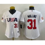 Womens USA Baseball #31 Cedric Mullins Number 2023 White World Classic Stitched Jersey