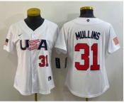 Women's USA Baseball #31 Cedric Mullins Number 2023 White World Classic Stitched Jersey