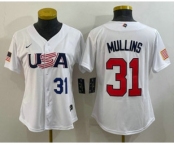 Women's USA Baseball #31 Cedric Mullins Number 2023 White World Classic Stitched Jerseys