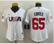 Women's USA Baseball #65 Nestor Cortes 2023 White World Classic Stitched Jersey