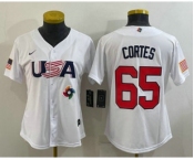 Women's USA Baseball #65 Nestor Cortes 2023 White World Classic Stitched Jerseys