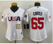 Women's USA Baseball #65 Nestor Cortes Number 2023 White World Classic Stitched Jersey