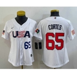 Women's USA Baseball #65 Nestor Cortes Number 2023 White World Classic Stitched Jerseys