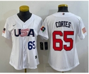 Women's USA Baseball #65 Nestor Cortes Number 2023 White World Classic Stitched Jerseys