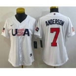 Women's USA Baseball #7 Tim Anderson 2023 White World Classic Stitched Jersey