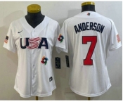 Women's USA Baseball #7 Tim Anderson 2023 White World Classic Stitched Jerseys