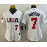 Womens USA Baseball #7 Tim Anderson Number 2023 White World Classic Stitched Jersey