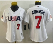 Women's USA Baseball #7 Tim Anderson Number 2023 White World Classic Stitched Jersey