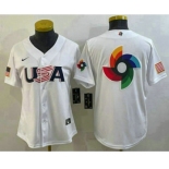 Women's USA Baseball Big Logo 2023 White World Baseball Classic Stitched Jersey