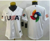 Women's USA Baseball Big Logo 2023 White World Baseball Classic Stitched Jersey