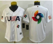 Women's USA Baseball Big Logo 2023 White World Baseball Classic Stitched Jerseys