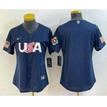 Women's USA Baseball Blank 2023 Navy World Classic Stitched Jersey