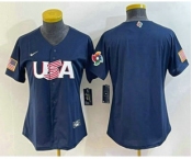 Women's USA Baseball Blank 2023 Navy World Classic Stitched Jersey