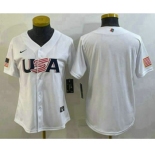 Women's USA Baseball Blank 2023 White World Baseball Classic Stitched Jerseys