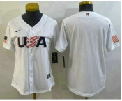 Women's USA Baseball Blank 2023 White World Baseball Classic Stitched Jerseys