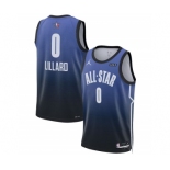 Men's 2023 All-Star #0 Damian Lillard Blue Game Swingman Stitched Basketball Jersey