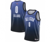 Men's 2023 All-Star #0 Damian Lillard Blue Game Swingman Stitched Basketball Jersey