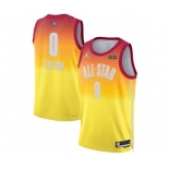 Men's 2023 All-Star #0 Jayson Tatum Orange Game Swingman Stitched Basketball Jersey