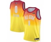 Men's 2023 All-Star #0 Jayson Tatum Orange Game Swingman Stitched Basketball Jersey