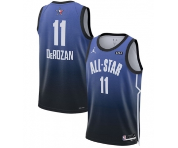 Men's 2023 All-Star #11 DeMar DeRozan Blue Game Swingman Stitched Basketball Jersey