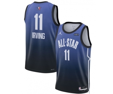 Men's 2023 All-Star #11 Kyrie Irving Blue Game Swingman Stitched Basketball Jersey