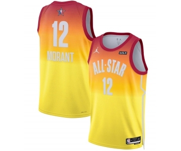 Men's 2023 All-Star #12 Ja Morant Orange Game Swingman Stitched Basketball Jersey