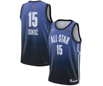 Men's 2023 All-Star #15 Nikola Jokic Blue Game Swingman Stitched Basketball Jersey