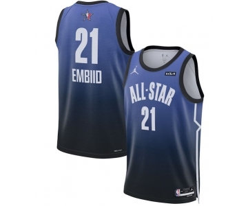 Men's 2023 All-Star #21 Joel Embiid Blue Game Swingman Stitched Basketball Jersey