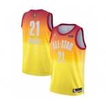 Men's 2023 All-Star #21 Joel Embiid Orange Game Swingman Stitched Basketball Jersey