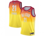 Men's 2023 All-Star #21 Joel Embiid Orange Game Swingman Stitched Basketball Jersey