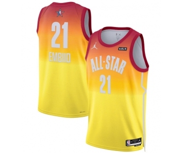 Men's 2023 All-Star #21 Joel Embiid Orange Game Swingman Stitched Basketball Jersey