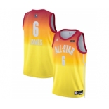 Men's 2023 All-Star #6 LeBron James Orange Game Swingman Stitched Basketball Jersey