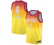 Men's 2023 All-Star #6 LeBron James Orange Game Swingman Stitched Basketball Jersey