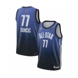 Men's 2023 All-Star #77 Luka Doncic Blue Game Swingman Stitched Basketball Jersey