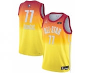 Men's 2023 All-Star #77 Luka Doncic Orange Game Swingman Stitched Basketball Jersey